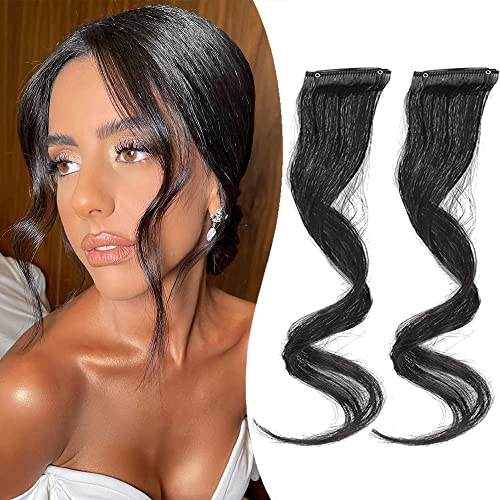 ARK Human Hair Front Hair Cover Up Patch | 22 Inch Black Hair Extensions for Women & Girls - 2 Pcs Set with Free Hair Clips | Perfect for Thinning Hair, Hair Loss & Styling (Weddings, Parties, Daily Wear)
