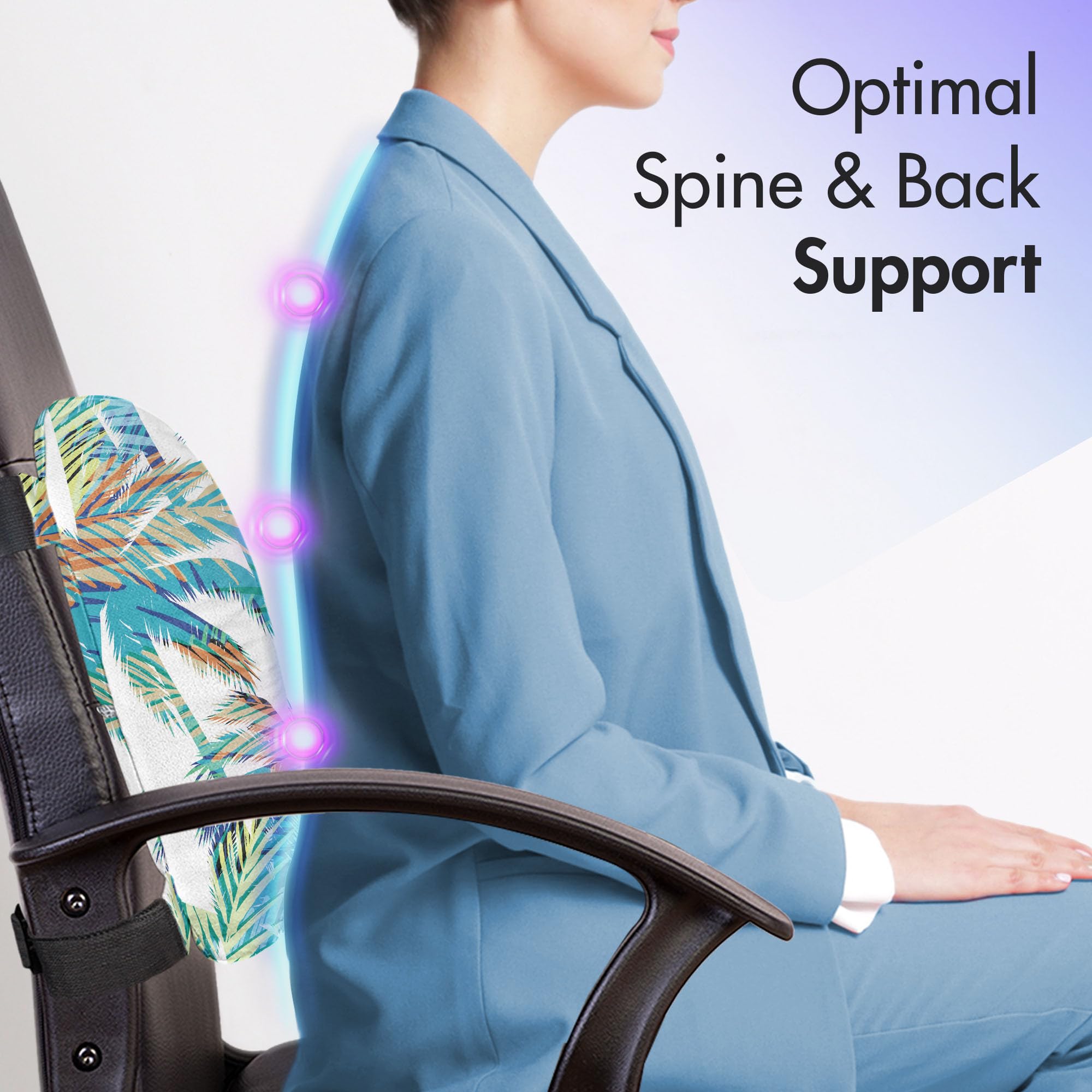Ambesonne Lumbar Support Pillow - Tropical Palm Leaf Design, High Density Foam for Office Chair & Car Seat, 14