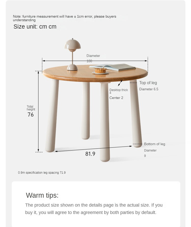 Oak Solid Wood Modern Round Dining Table - Elegant & Durable for Home, Office, and Conference Room Meetings