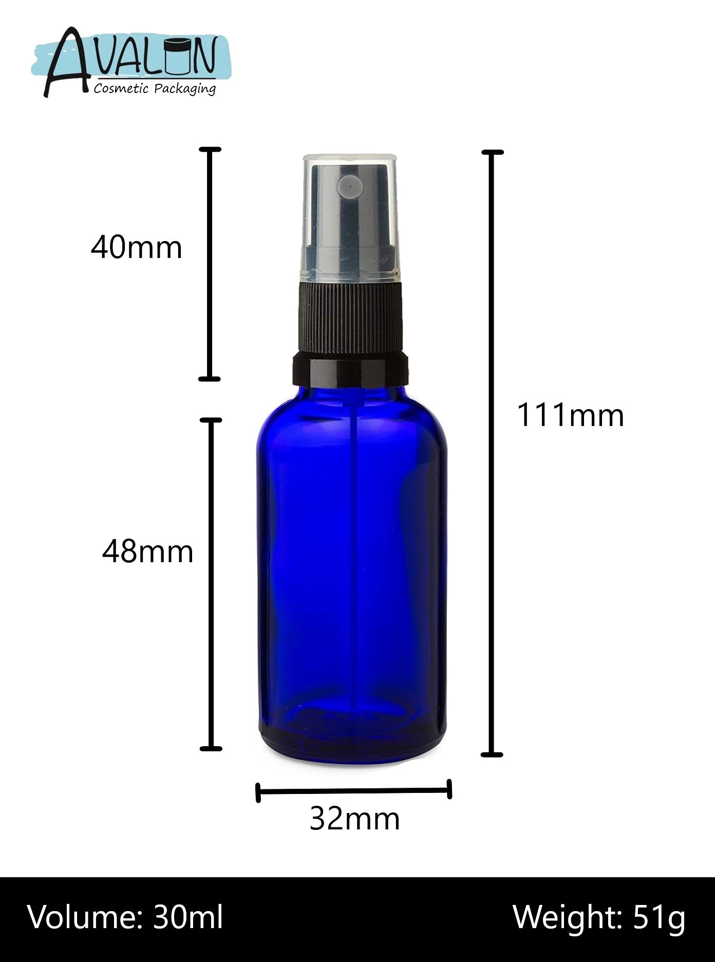 Premium 30ml Blue Glass Spray Bottles - Set of 5 - Essential Oil Diffuser, Perfume Atomizer, DIY Skincare & Hair Mist - Perfect for Travel, Home Spa, Gifting & Aromatherapy - BPA-Free, Leak-Proof Design