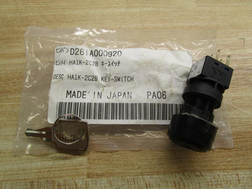 IDEC HA1K-2C2B 16mm 2-Position Maintained DPDT Switch with Gold Contacts - H6 Series Key Operator Selector Switch, Round Bezel, Solder/TAB Terminal - Perfect for Industrial Control Panels, Machinery, and Electrical Equipment