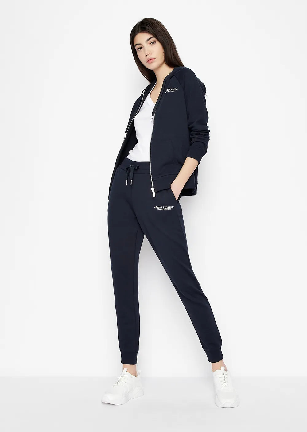 Armani Exchange Milano New York Zip Up Hoodie & Sweatpants Set - Men's Casual Lounge Wear for Home & Street Style