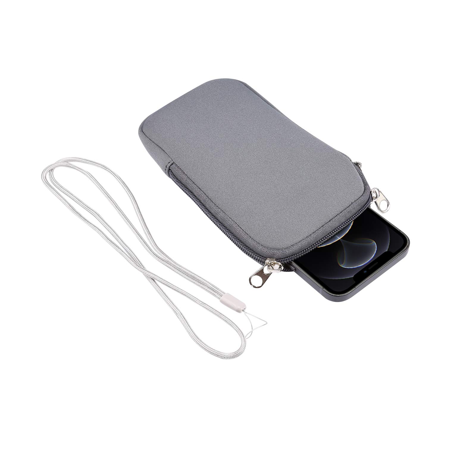 ZORSOME Neoprene Phone Pouch for iPhone 12 Mini/SE 2020/11 Pro - Waterproof Zipper Case with Lanyard for Travel & Gym