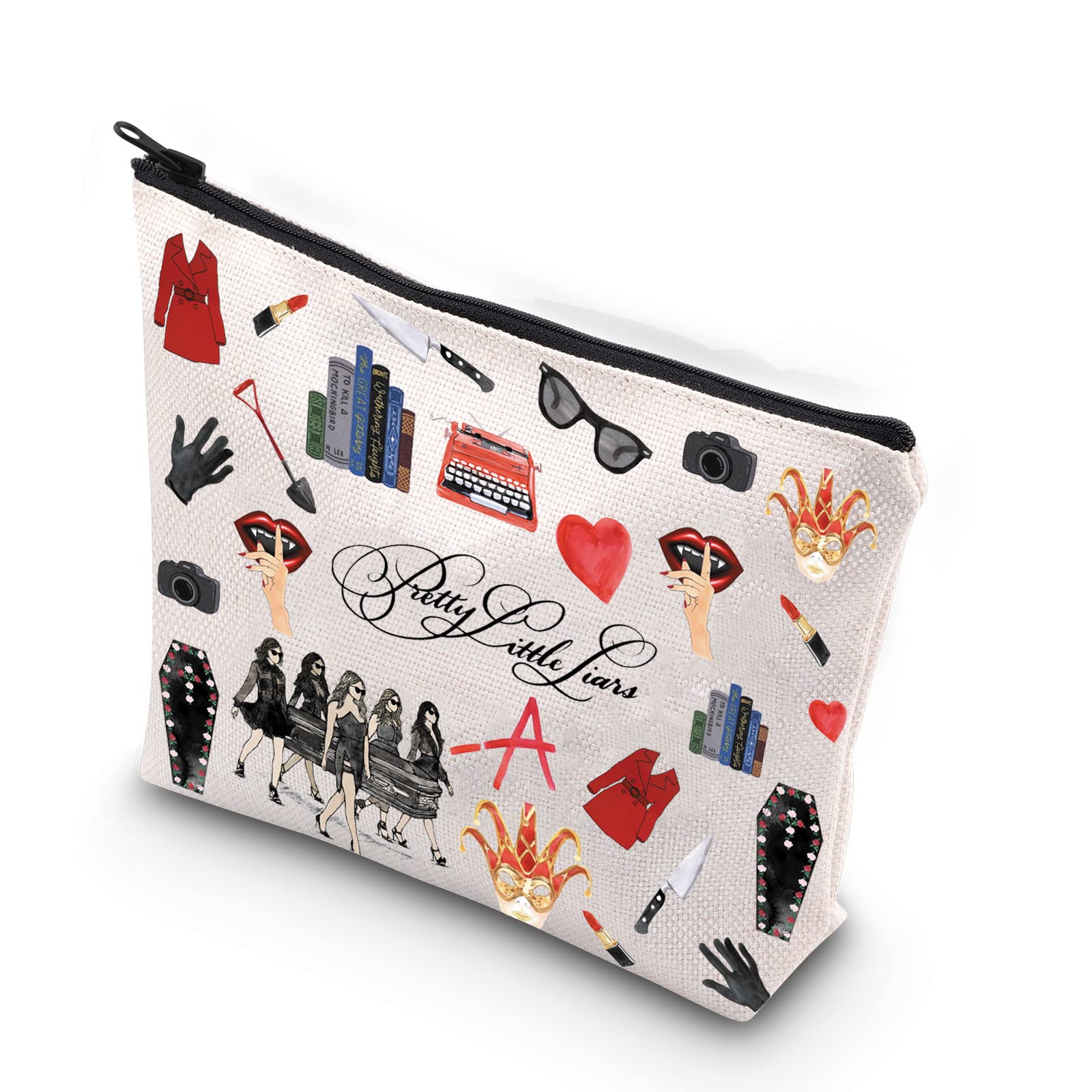 TSOTMO Pretty Little Liars Makeup Bag - Cute Zipper Pouch for Women & Teens - Perfect Gift for Gossip Girl Fans, Best Friends & Sleepovers - Great for Cosmetics, Travel & School Supplies