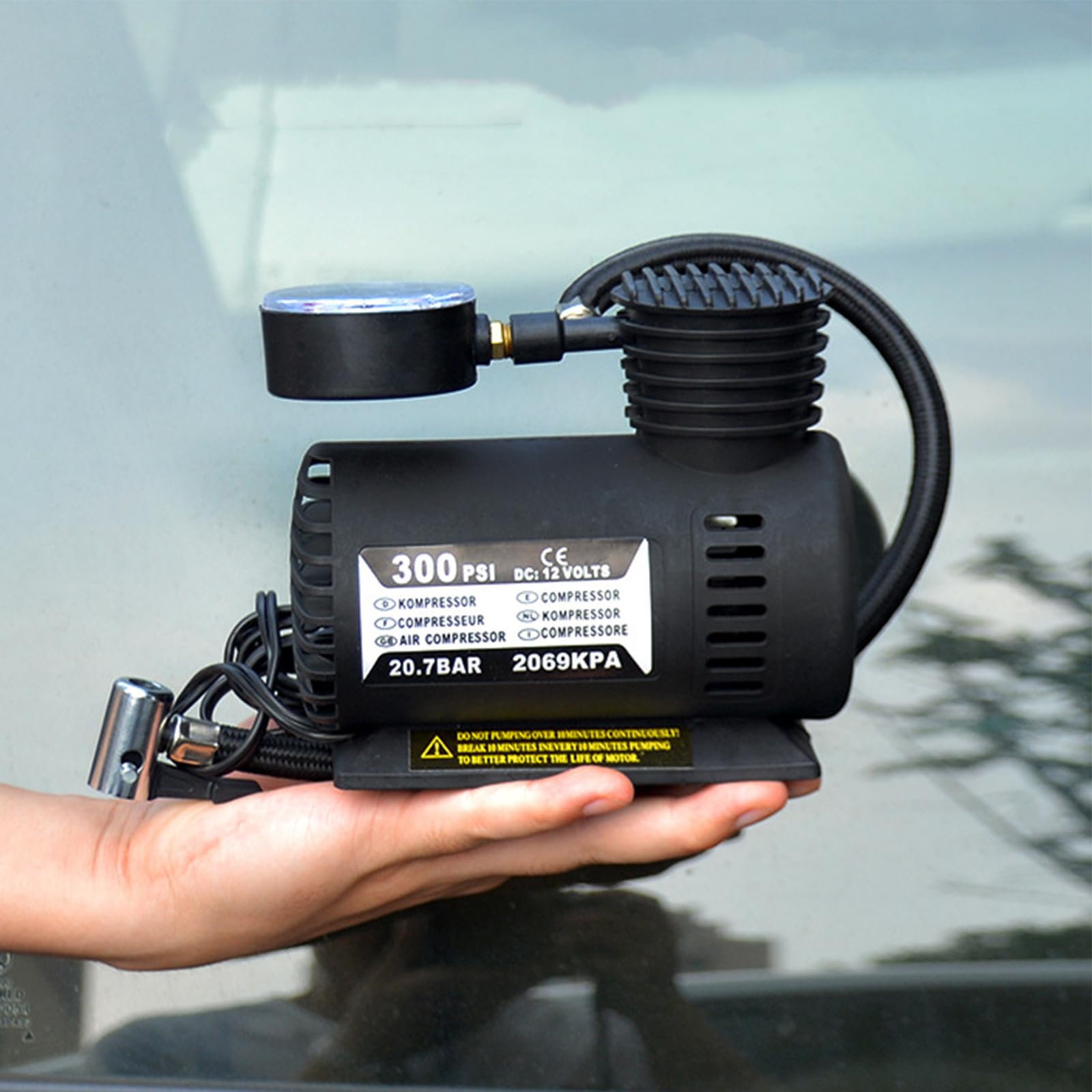 Portable Tire Inflator Air Compressor - 12V Car Tire Pump with Digital Pressure Gauge - Fast Inflation for Cars, Bikes, Motorcycles & Sports Balls - Perfect for Road Trips, Camping & Emergency Use