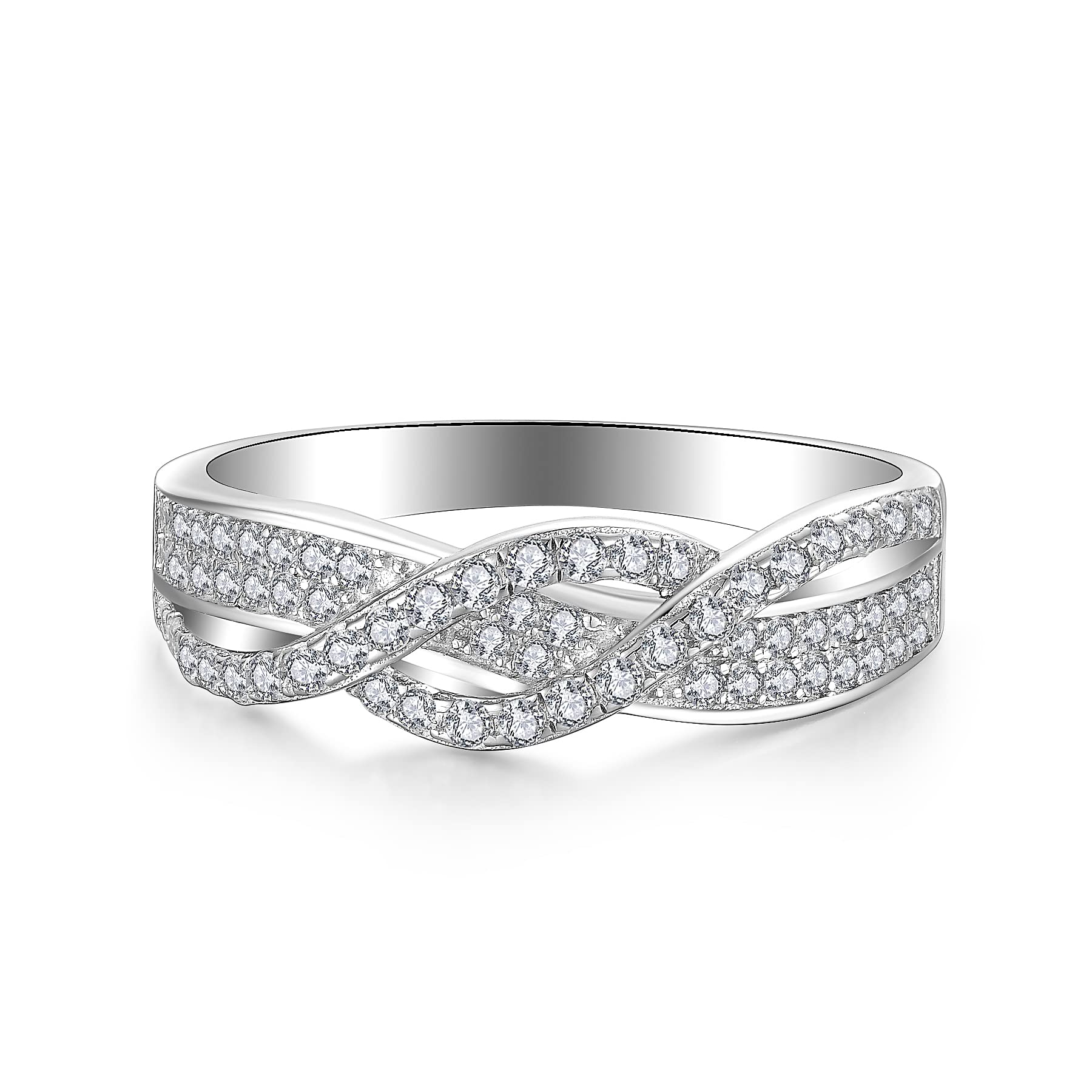 STARCHENIE Sterling Silver Cubic Zirconia Infinity Rings for Women - Elegant Celtic Knot Wedding Band, Promise Ring & Anniversary Gift (Perfect for Valentine's Day, Engagement & Special Occasions)