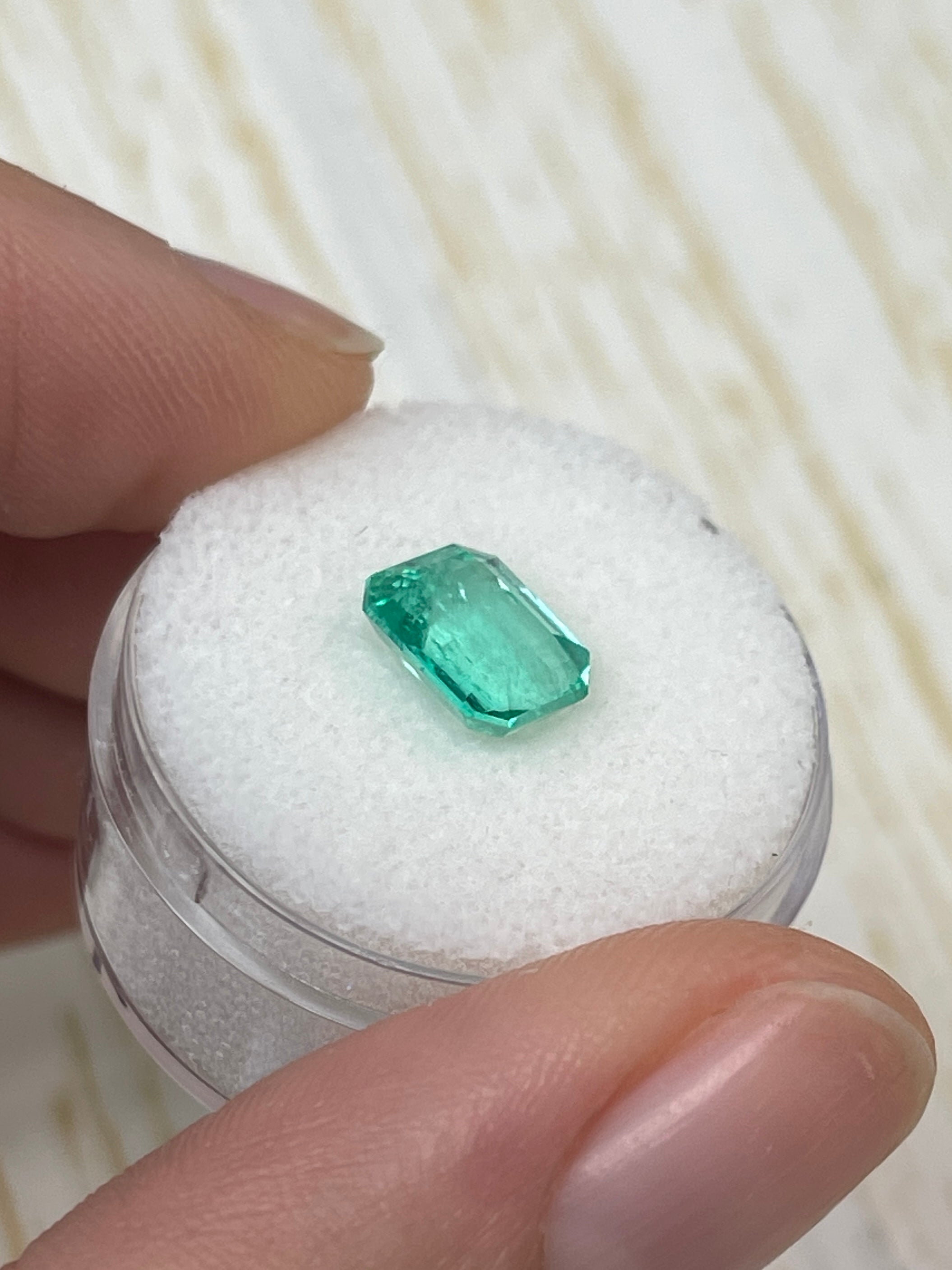 2.17 Carat 8.5x7mm Bluish Green Natural Loose Colombian Emerald Gemstone - Emerald Cut for Jewelry Making, Engagement Rings & Fine Collections