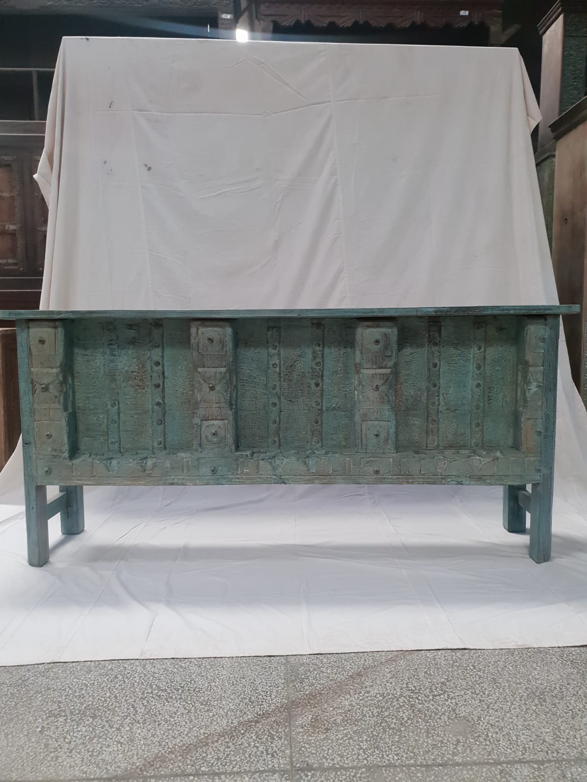 Handmade Carved Solid Hardwood Console Table - 72.4