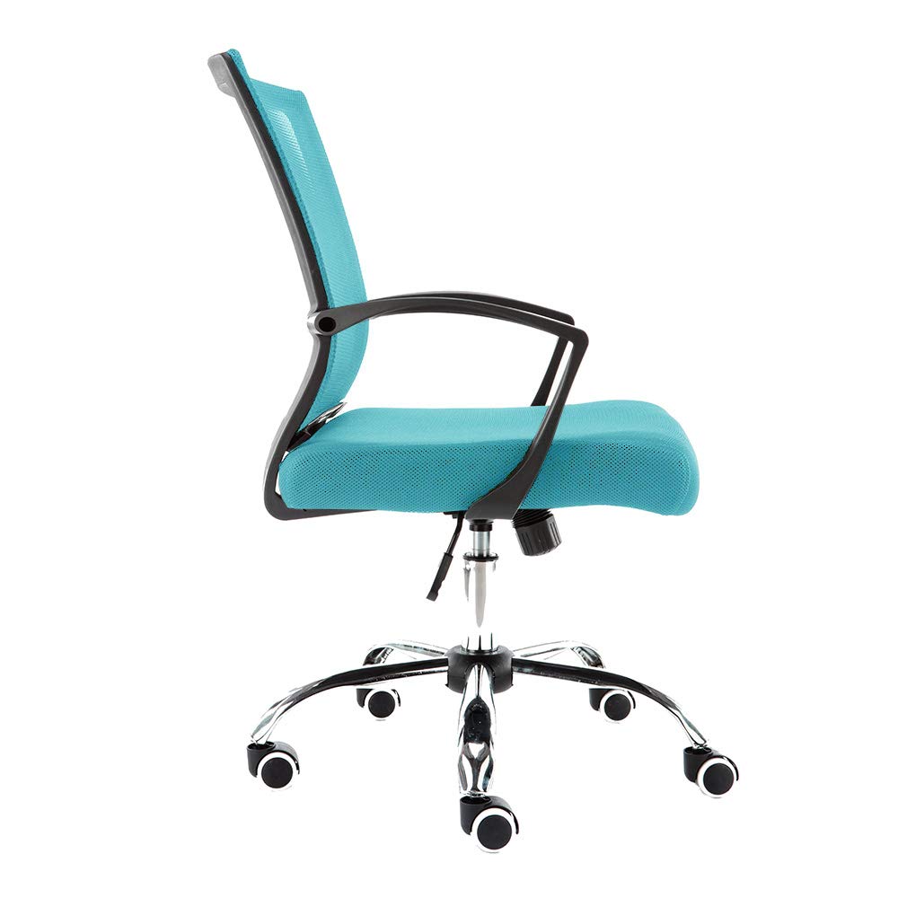 Zuna Mid-Back Office Task Chair - Ergonomic Mesh Back Desk Chair with Lumbar Support (Black/Aqua) - Perfect for Home Office and Workspace