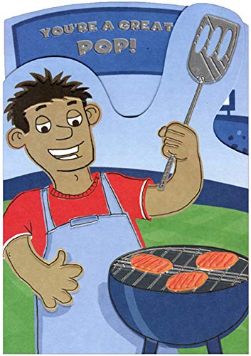 Premium Father's Day Greeting Card - Tri-Fold Design with Man Grilling & Silver Spatula - Perfect Gift for Dad, Husband, Grandpa | Birthday, Anniversary, BBQ Party Celebration