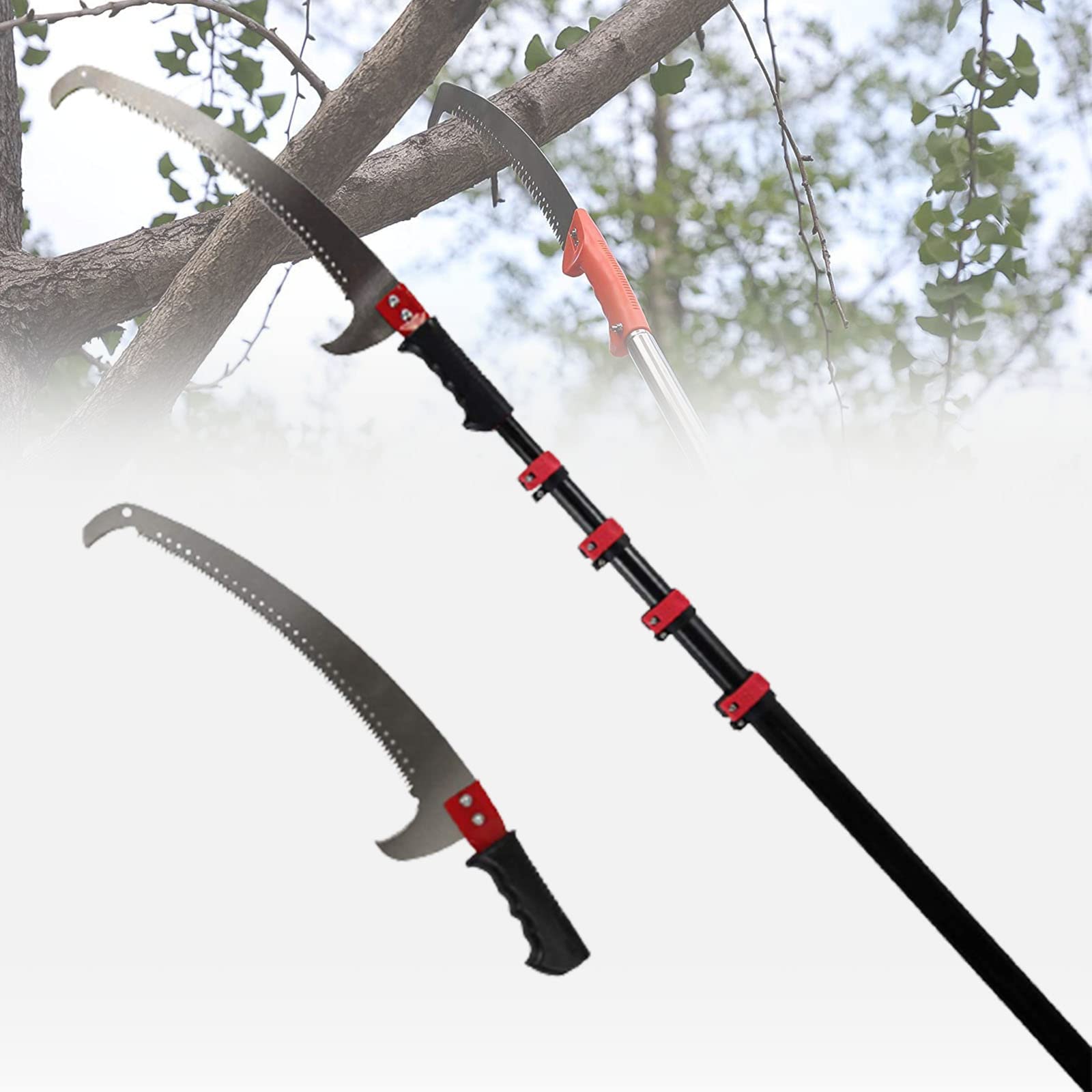 WJQSD Manual Telescopic Pruning Pole Saw - Extendable Tree Trimmer with 24ft Extension Pole for Landscaping & Garden Maintenance | Perfect for Pruning Fruit Trees, Branches, and Leaves | Ideal for Orchard Care, Backyard Gardening, and Professional Landscaping