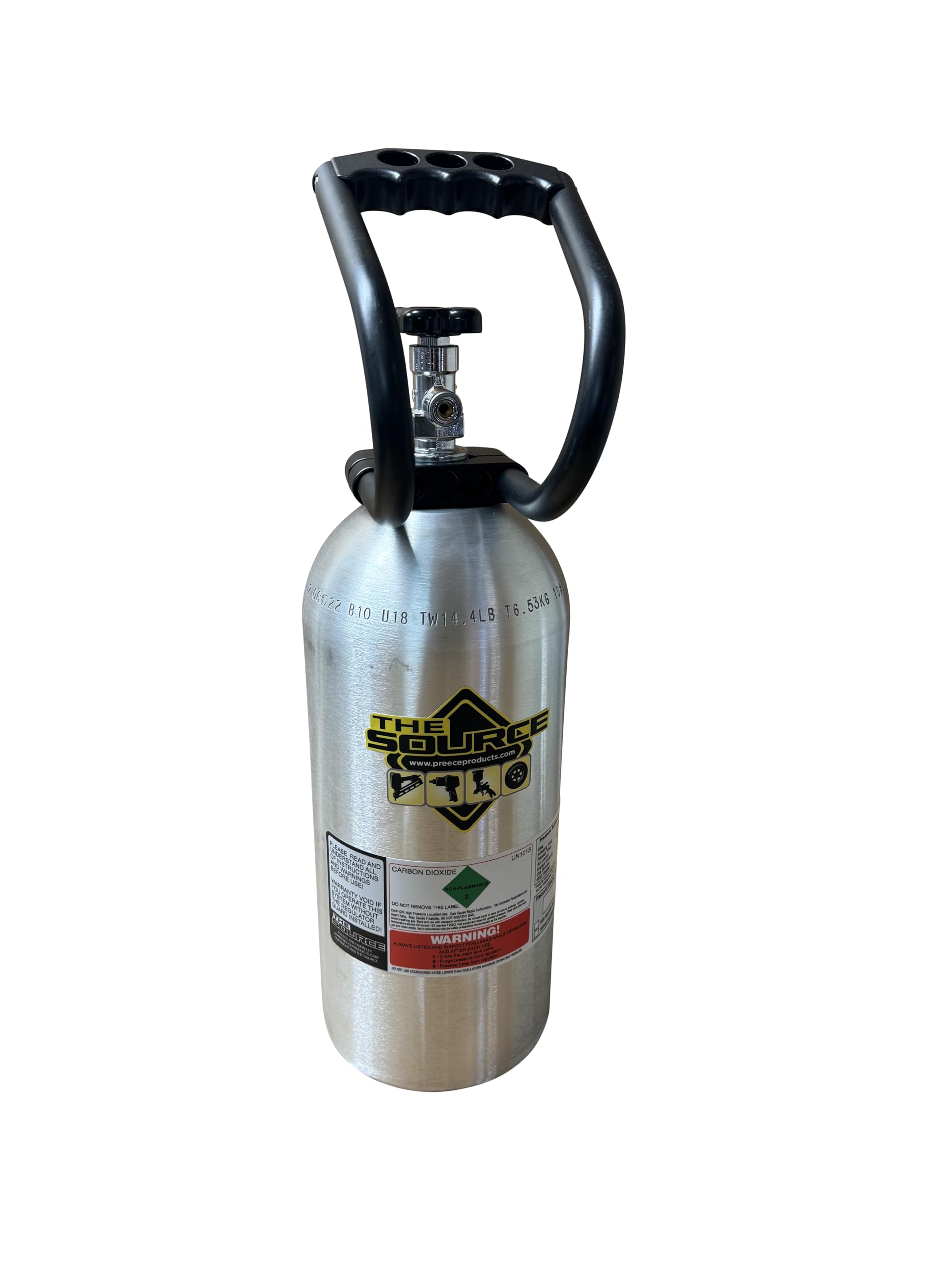 10 lb Aluminum CO2 Carbon Dioxide Cylinder with Protective Carry Handle - Brushed Aluminum Finish for Home Brewing, Aquariums & Soda Makers
