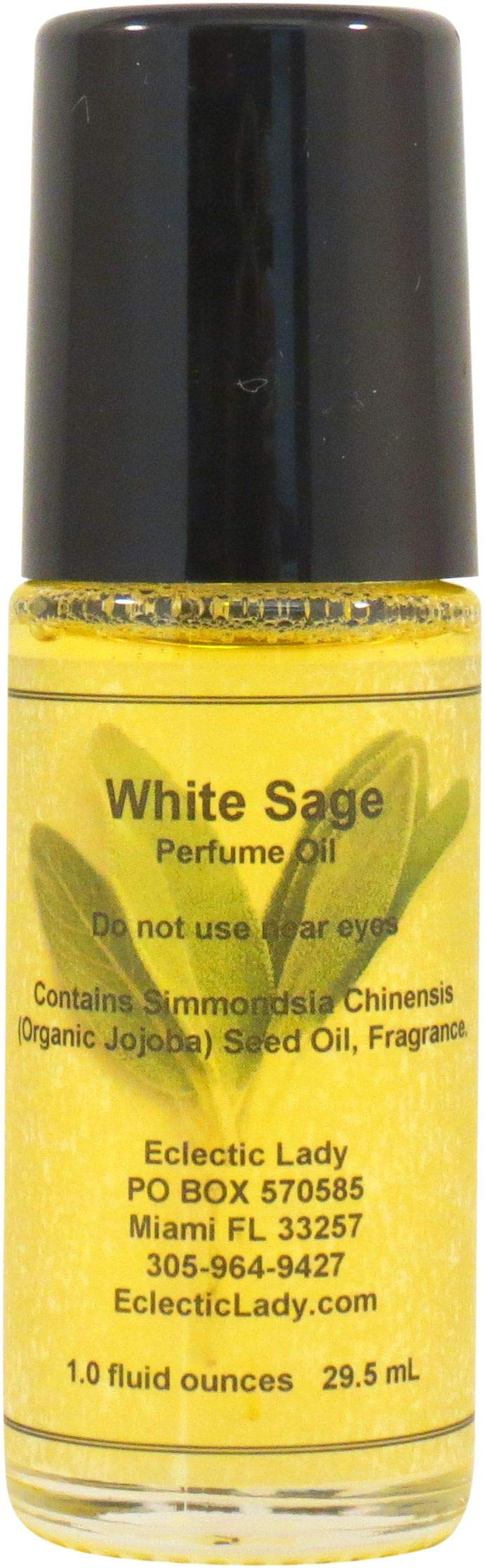 White Sage Perfume Oil - 1.0 Oz Roll-On Essential Oil Blend with Jojoba Oil, Long-Lasting Natural Fragrance for Women & Men | Perfect for Daily Wear, Meditation, Yoga & Aromatherapy
