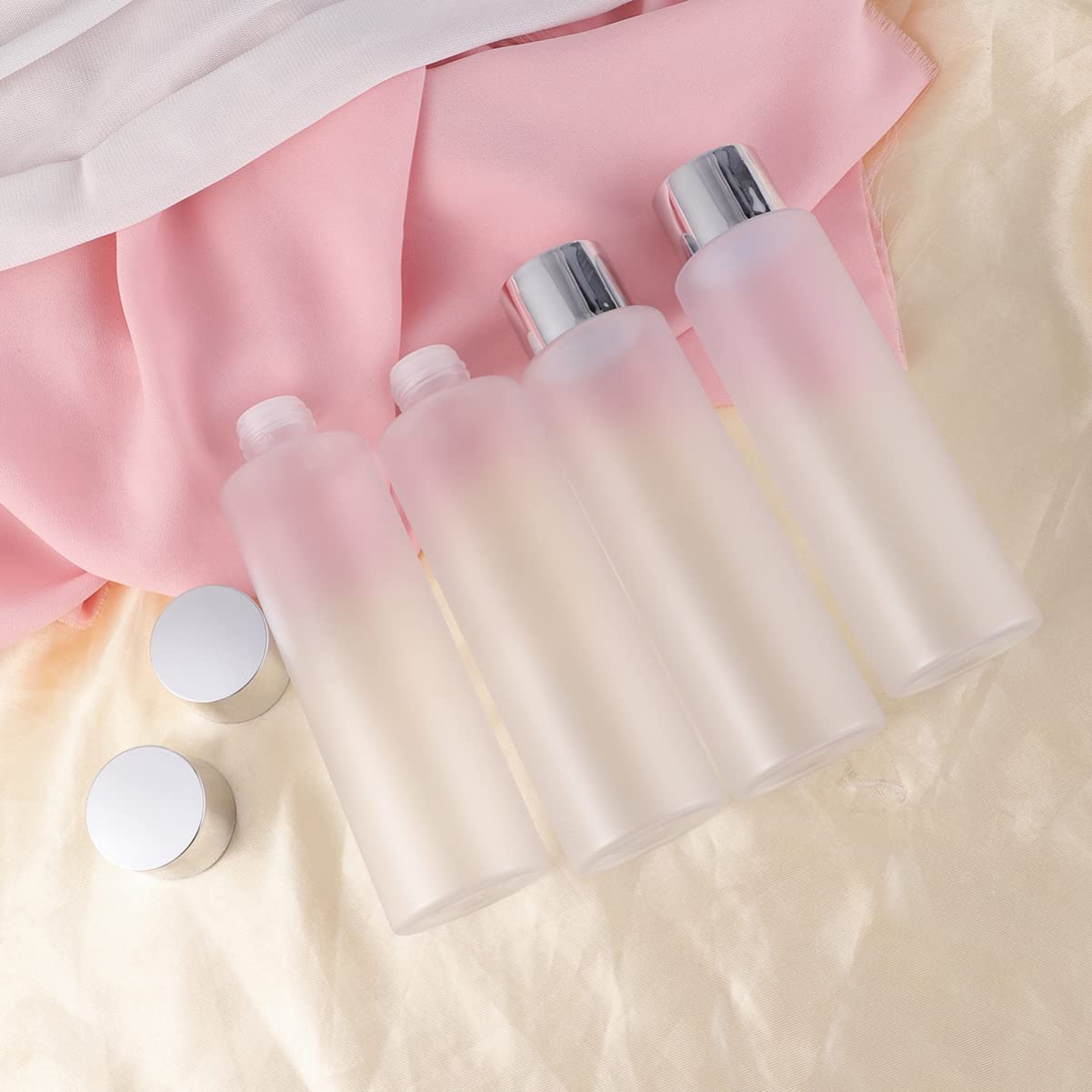 OSALADI 4-Pack Refillable Toner Bottles & Travel Containers - Leak-Proof Emulsion Bottles for Shampoo, Skincare, Hydrosol & Toiletries | Perfect for Air Travel, Gym, Vacation & Daily Beauty Routine