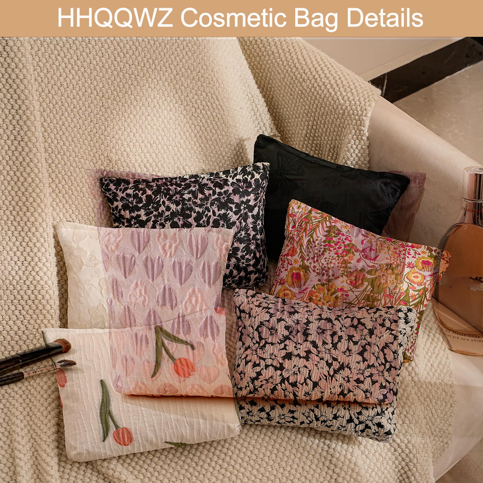 Floral Makeup Bag for Women - Large Capacity Cosmetic Organizer for Travel & Purse