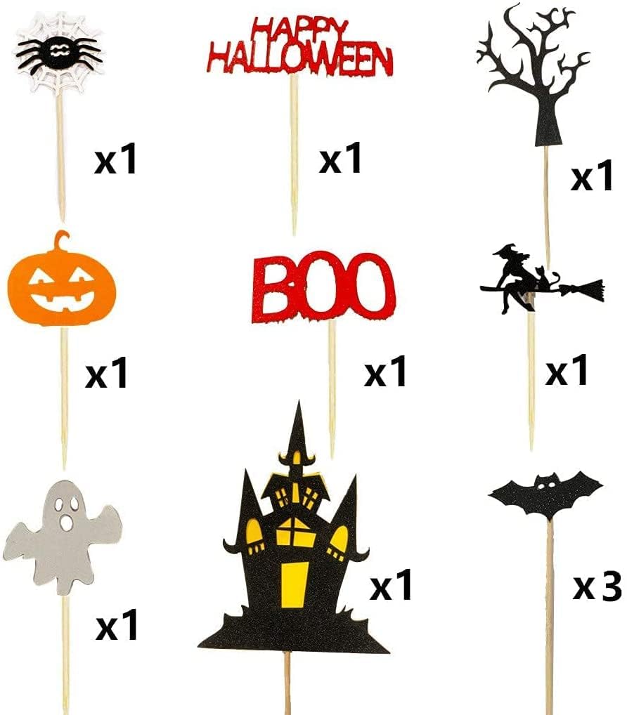 11-Piece Halloween Cake Topper Set - Haunted House, Ghost & Pumpkin Cupcake Decorations for Wizard, Ghost & Spider Parties | Perfect for Halloween Desserts, Themed Cakes & Spooky Celebrations