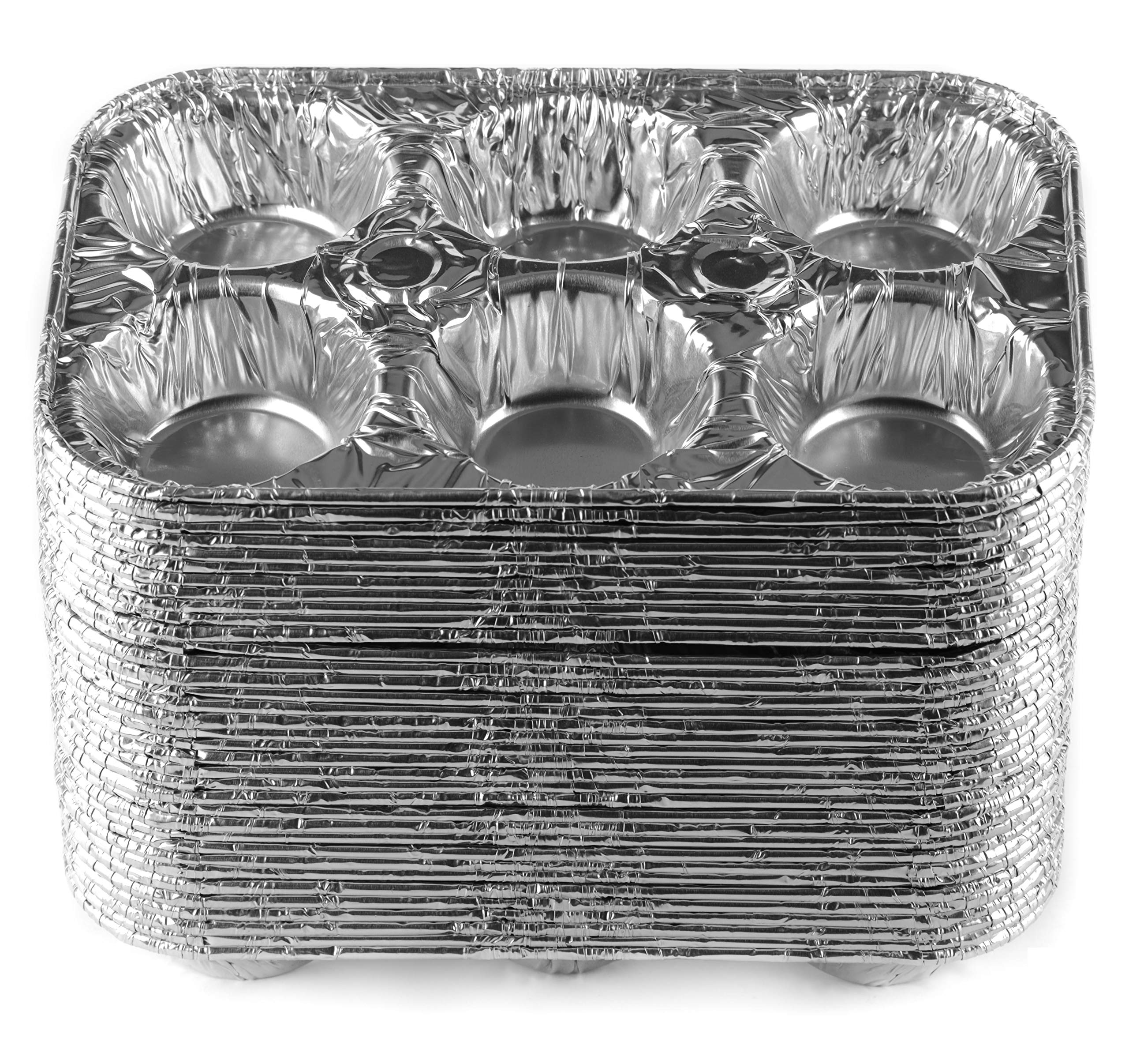 400-Pack Disposable Aluminum 6-Cup Muffin Pans - Heavy Duty Baking Tins for Cupcakes, Muffins & Mini Pies - Reusable & Recyclable - Perfect for Home Baking, Parties & Commercial Kitchens