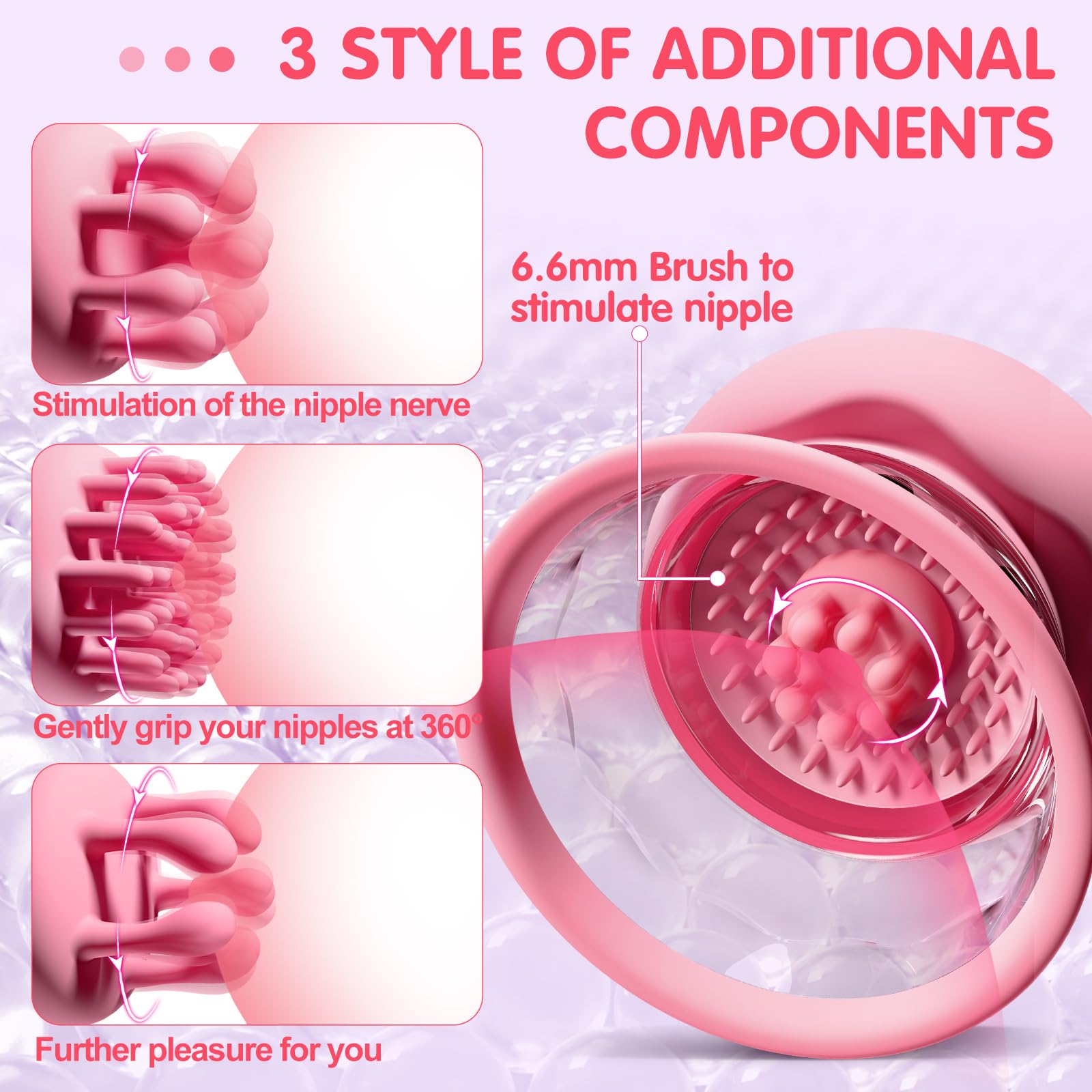 Rechargeable Nipple Vibrator for Women - 10 Powerful Suction & Vibration Modes with 3 Brush Heads, Adult Sex Toy for Couples Pleasure & Sensual Massage | Perfect for Foreplay, Solo Play & Intimate Moments