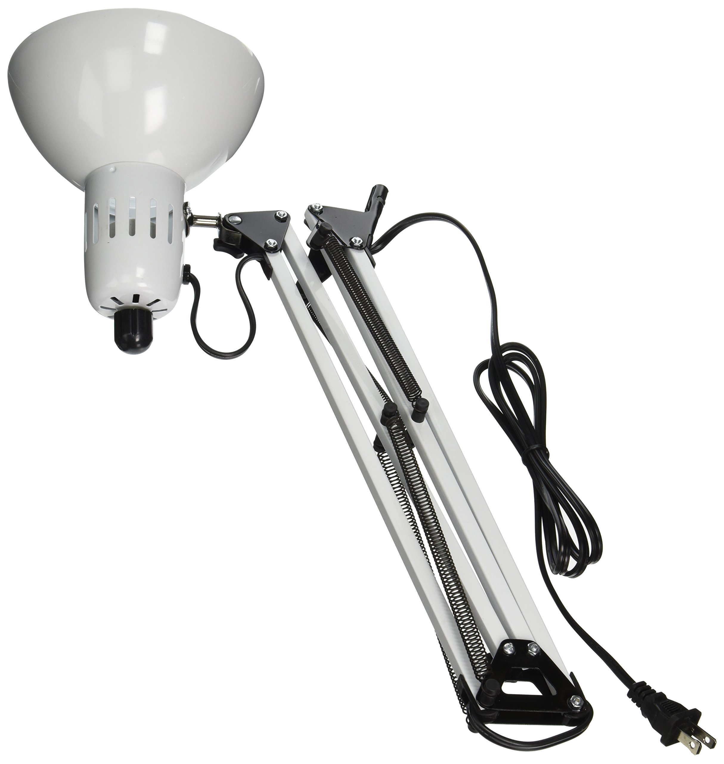 Lite Source LS-105WHT Swing Arm Desk Lamp in White - Adjustable Task Lighting for Home Office, Study, Reading & Workspace