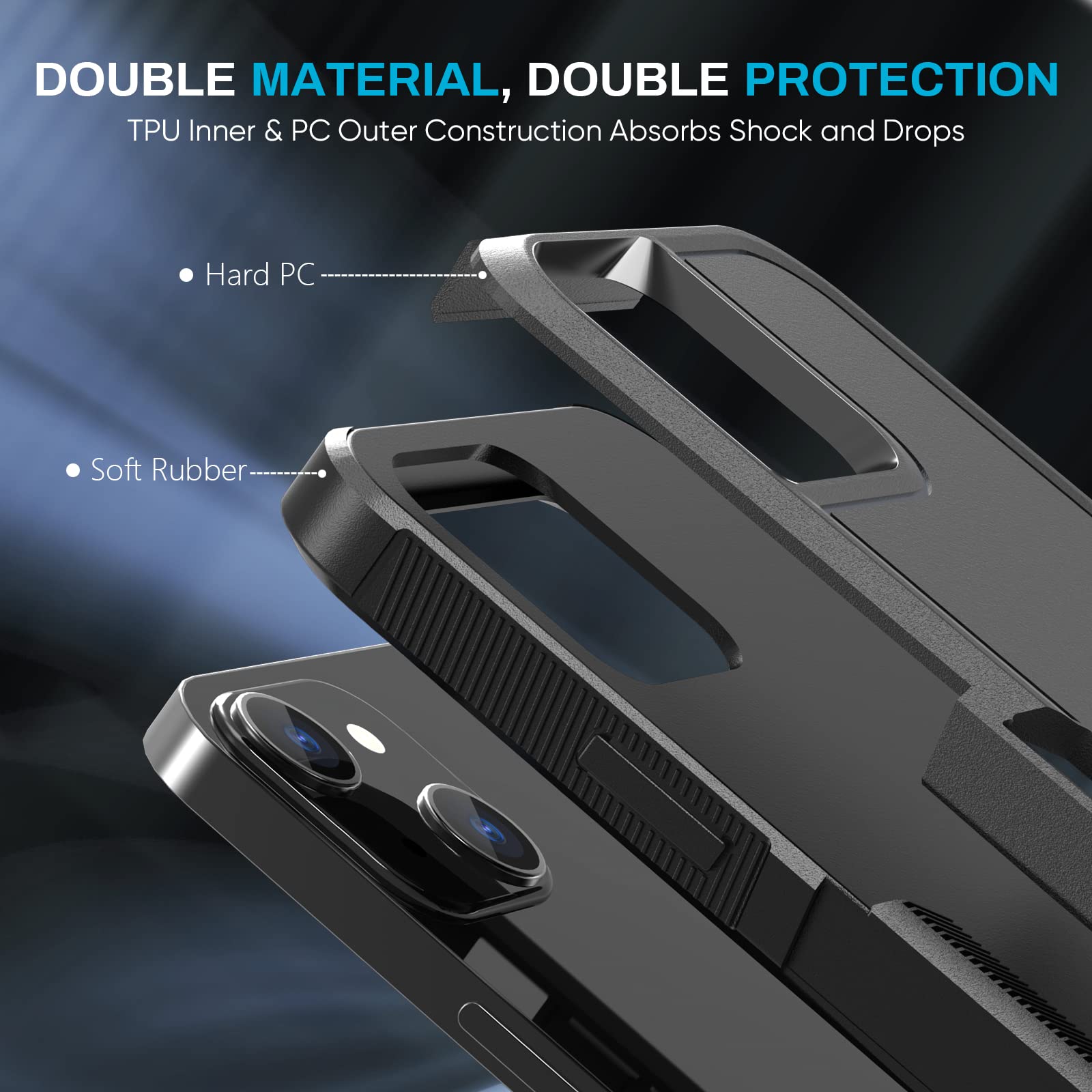 MAXCURY Rugged Protective Case for iPhone 14 & 13 - Anti-Scratch, Anti-Fingerprint, Shockproof Cover with Full-Body Protection (Black) - Perfect for Outdoor Adventures, Work & Daily Use