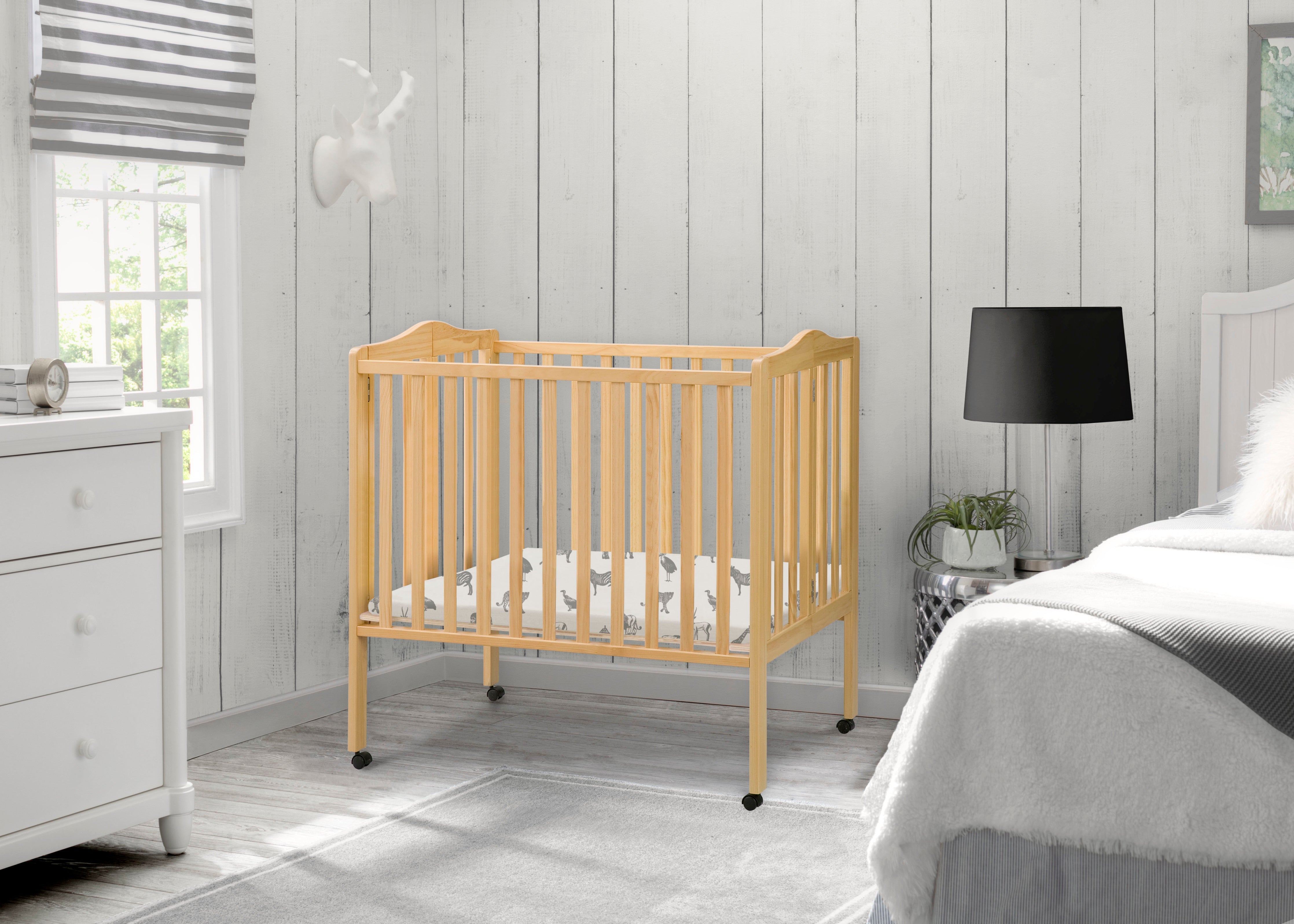 Portable Folding Mini Baby Crib with 1.5 Inch Mattress - Lightweight Travel Crib for Newborns & Infants - Perfect for Home, Nursery, Travel & Outdoor Use