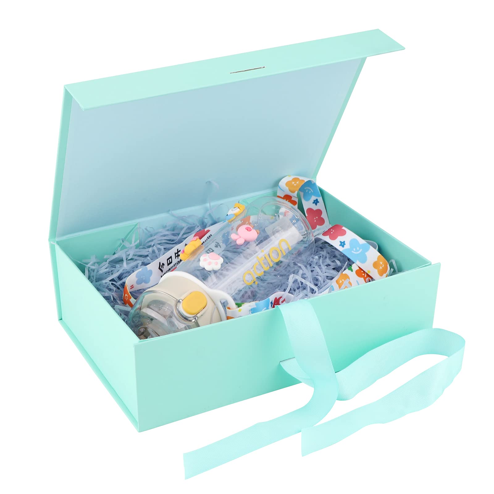 Premium Magnetic Gift Box with Ribbon - Luxury Rectangle Jewelry Presentation Box with Lid (Mint Green) | Perfect for Jewelry, Watches, Cosmetics & Luxury Gift Packaging