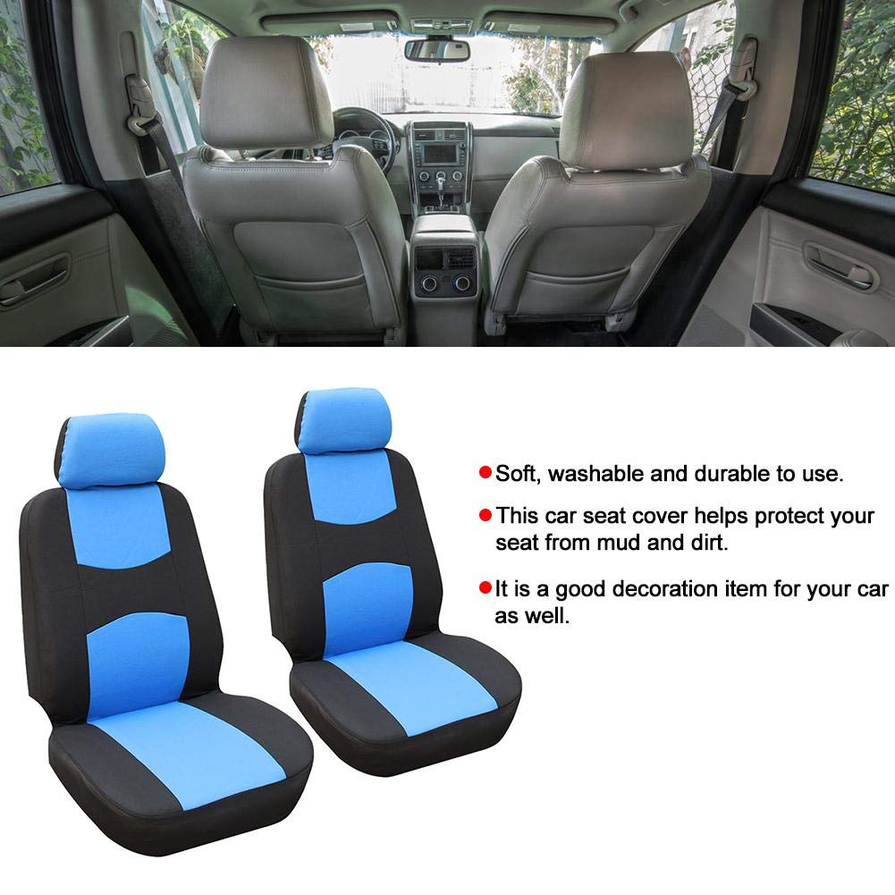 4Pcs Universal Car Seat Covers - All-Season Front Seat Protectors in Blue & Black | Waterproof & Non-Slip Interior Decor for Sedan, SUV, Truck | Perfect for Daily Commute, Road Trips & Family Travel