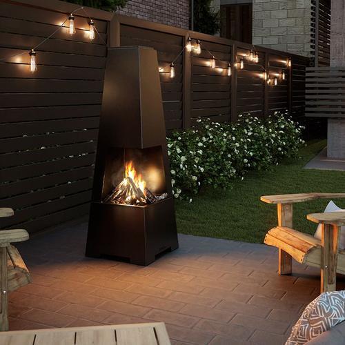 Drolet Bora Outdoor Wood Burning Fireplace - Heavy Duty Steel Patio Fire Pit for Backyard, Garden & Camping - Rust-Resistant & Durable Design for Year-Round Use
