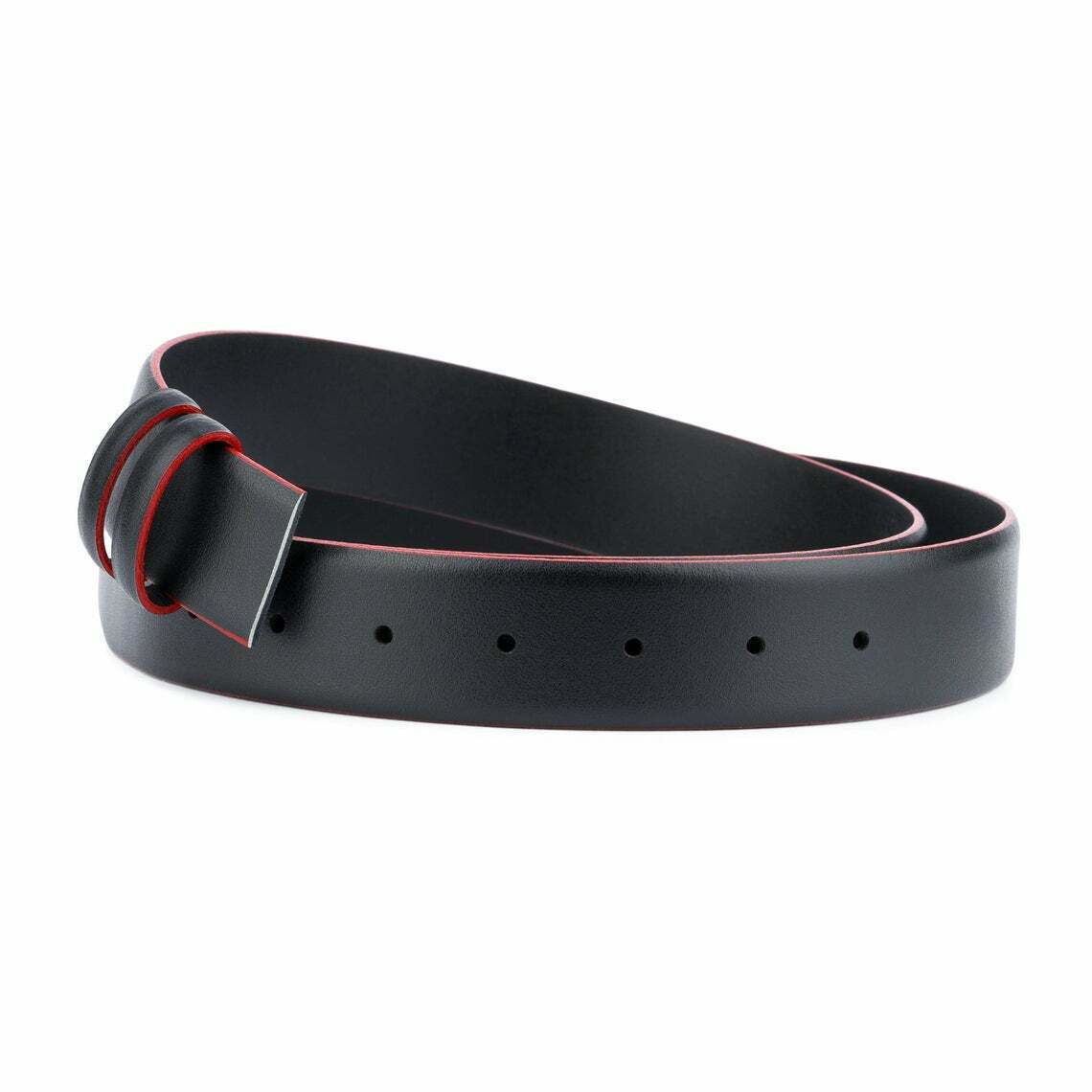 Montblanc 35mm Black Leather Replacement Belt Strap for Men - Adjustable Dress Belt for Business, Casual & Formal Wear