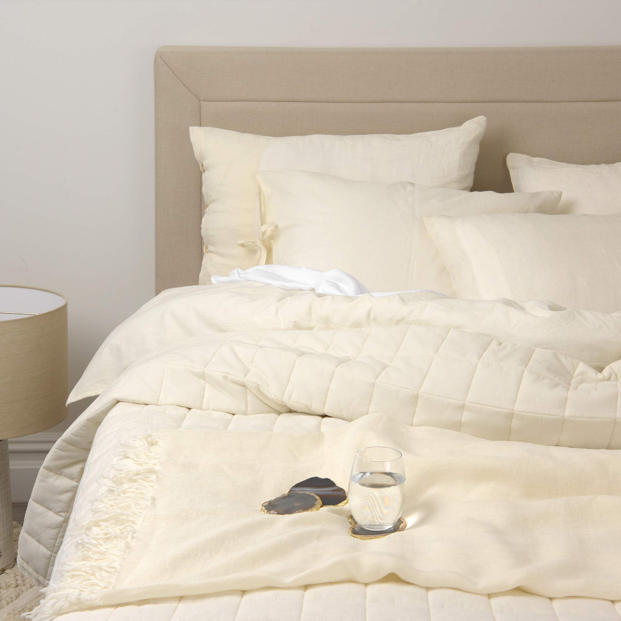Premium Diamond Quilt Queen Size - Soft Linen & Cotton Blend Bedding Set - Lightweight & Breathable Comforter - 88