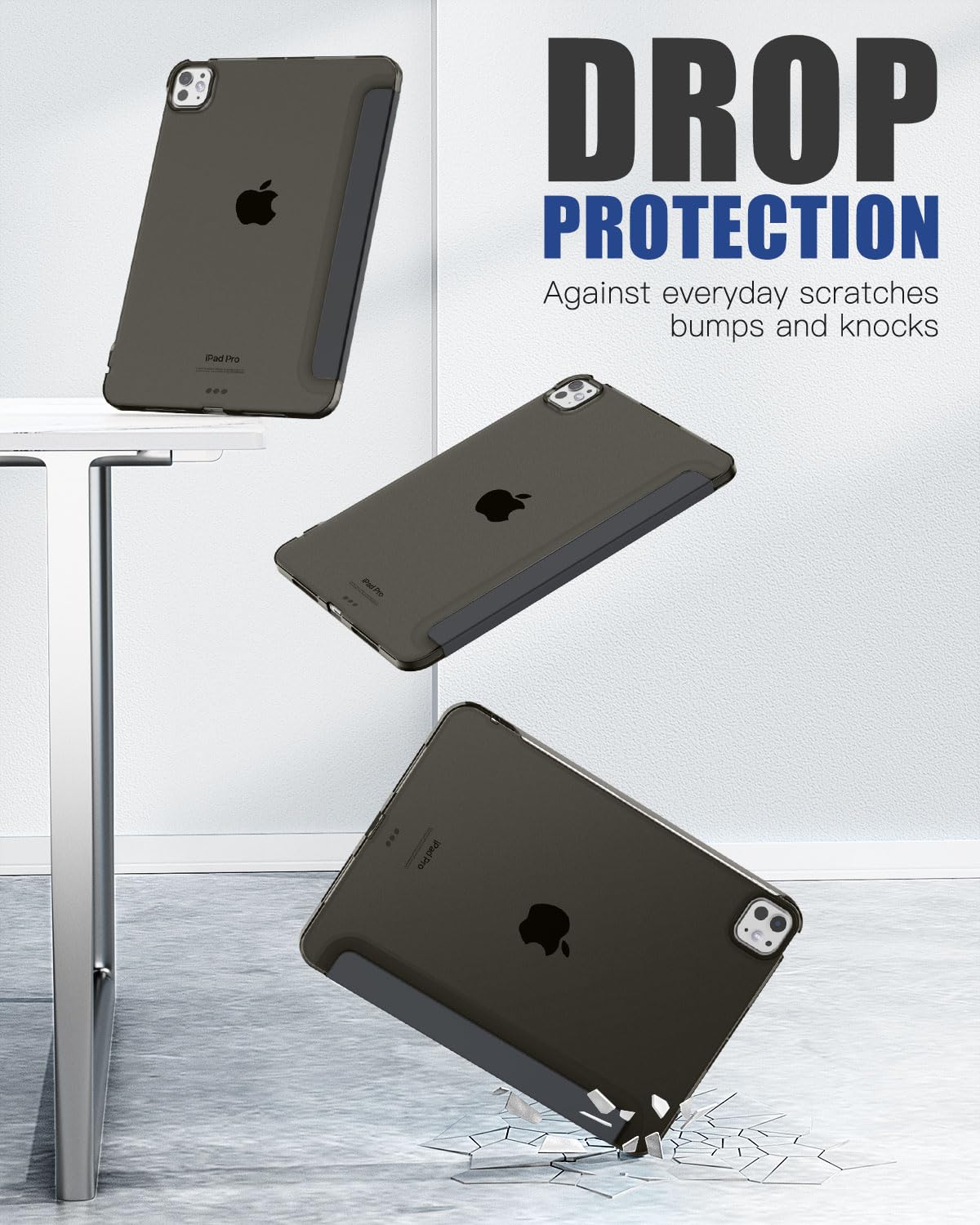 MoKo Ultra Slim Stand Case for iPad Pro 13 Inch M4 2024 (7th Gen) - Hard PC Translucent Back Shell Cover Compatible with iPad Pro 2024 Model (A2925/A2926/A3007), Supports Apple Pencil Pro - Perfect for Work, Study & Travel (Black)