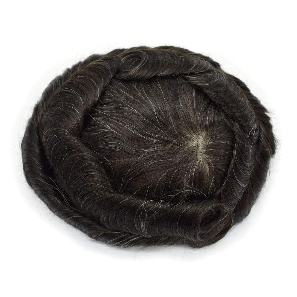Men's Toupee Hairpiece - Transparent French Lace with Bleached Knots & Invisible Hairline - 7x9 Inch Hair System for Thinning Hair & Baldness - Perfect for Daily Wear, Special Occasions & Confidence Boost