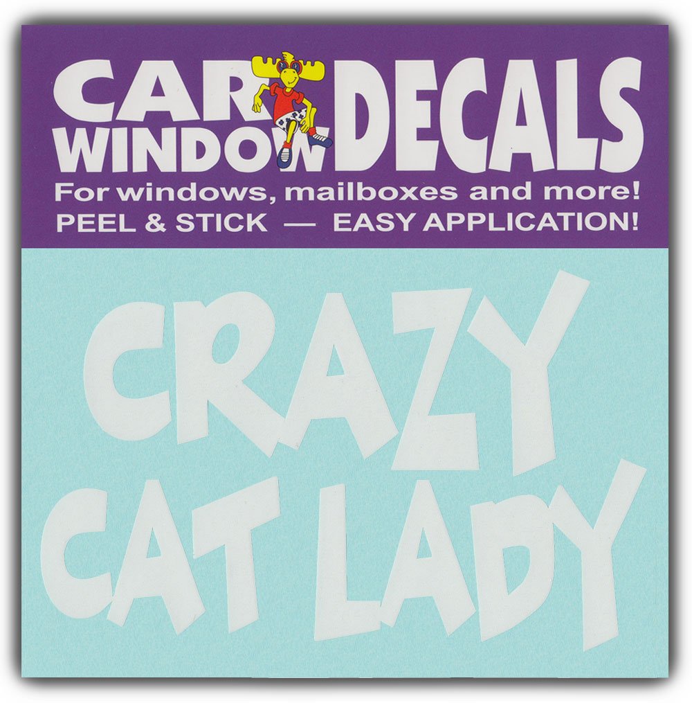 Crazy Cat Lady Car Window Decals - Funny I Love Cats Stickers for Cars, Trucks & Glass - Perfect for Pet Lovers & Auto Enthusiasts