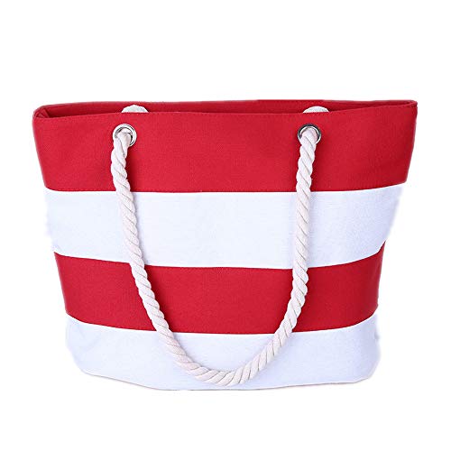 Opromo Women's Striped Canvas Tote Bag with Zipper - Stylish Shoulder Bag for Daily Use, Shopping, Travel & Beach - Durable & Spacious (4-Pack) - Perfect for Work, School, Gym & Weekend Outings