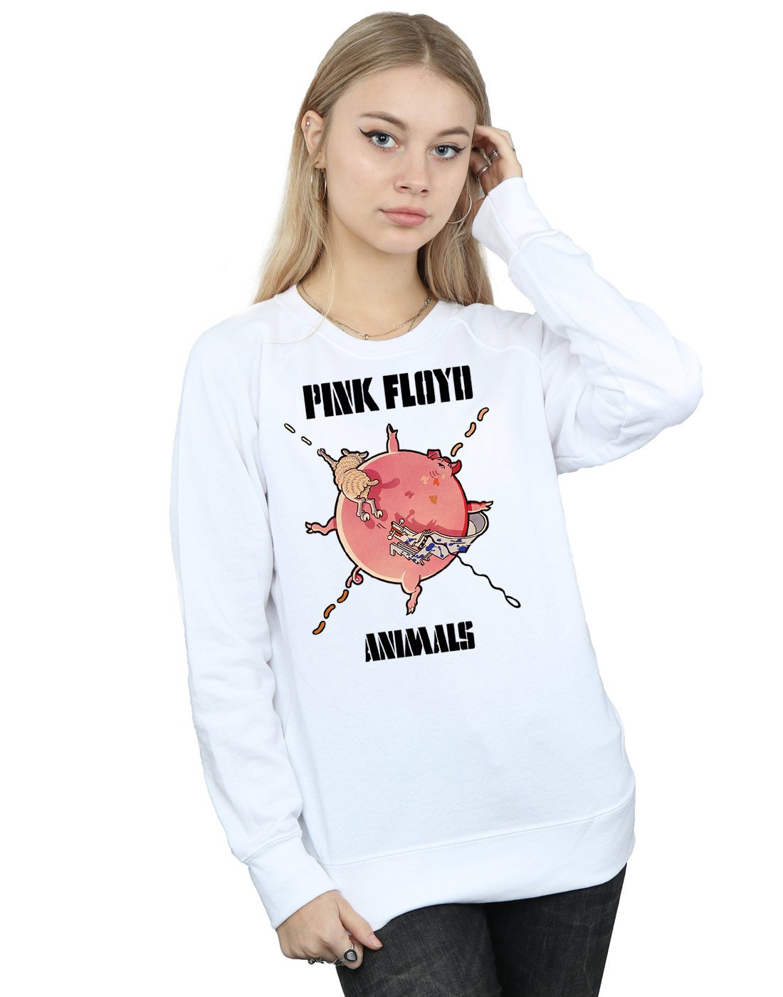 Pink Floyd Women's Fat Pig Graphic Sweatshirt | Vintage Band Tee | Soft Cotton Pullover for Concerts & Casual Wear