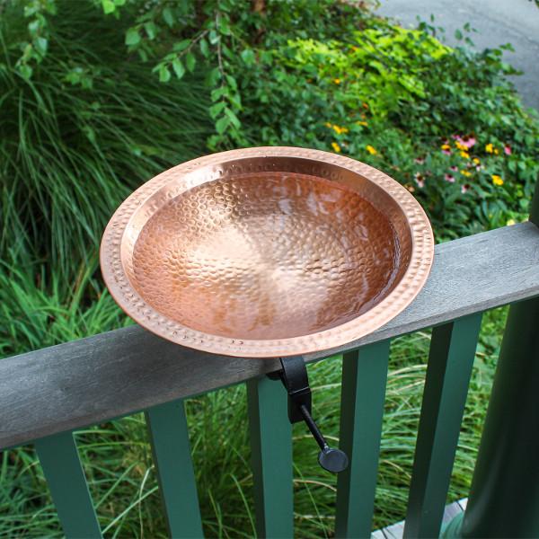 Handmade Hammered Solid Copper Birdbath for Garden - Outdoor Decorative Bird Bath with Rustic Patina Finish - Perfect for Attracting Birds to Your Backyard, Patio or Garden Decor