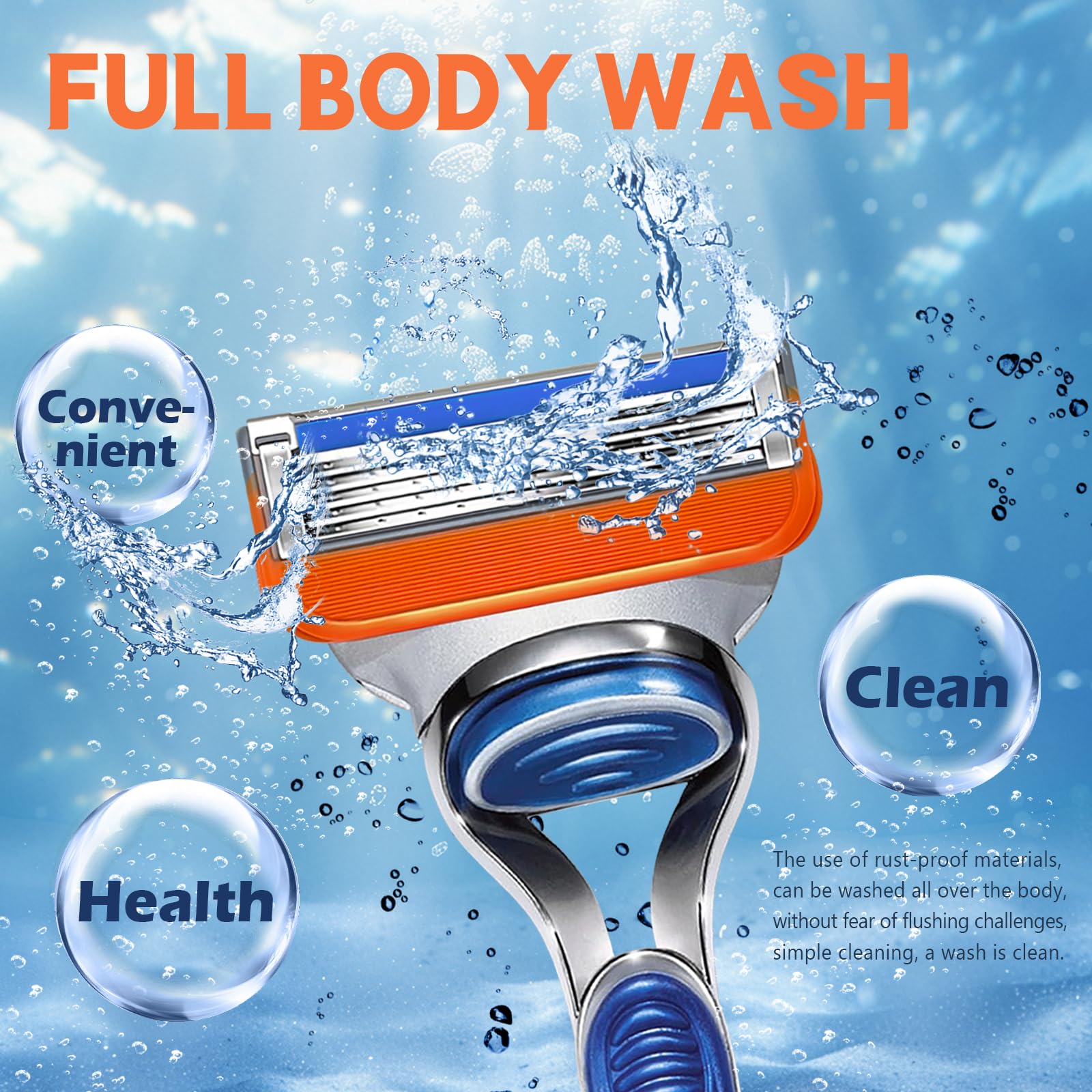 Premium Fusion 5 Razor Blade Refills - 16 Count Men's Shaving Cartridges (Orange Version) - Ultra Sharp Replacement Blades for Smooth Shaving at Home or Travel