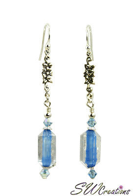 Elegant Shimmering Aqua Blue Crystal Floral Earrings for Women – Perfect for Weddings, Parties & Special Occasions