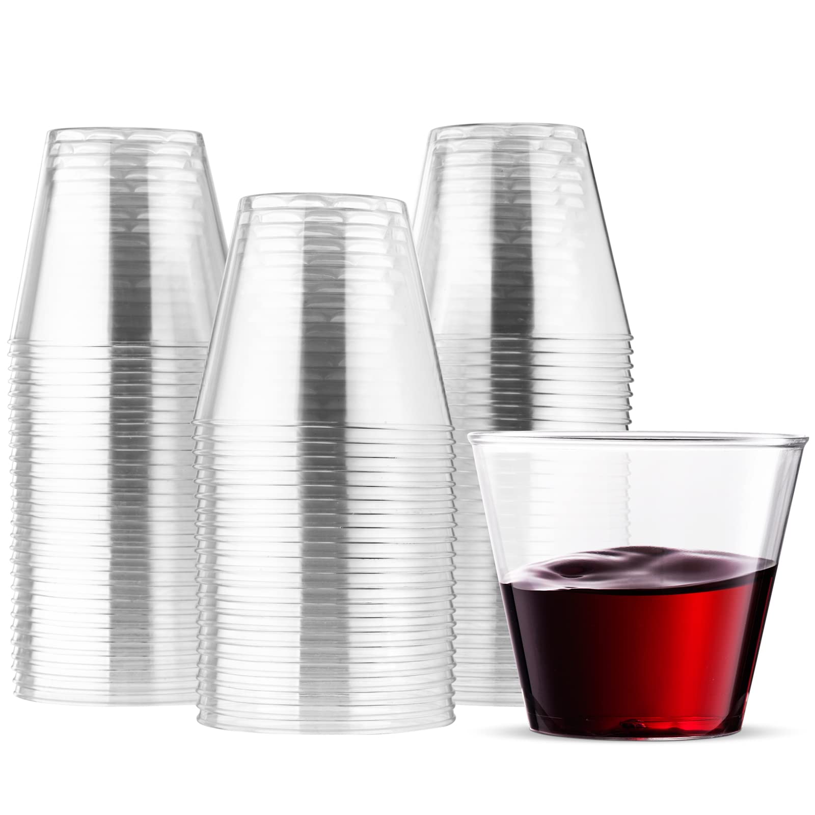 Eupako 5 oz Clear Plastic Party Cups - Disposable Wine Cups for Events, Weddings, Birthdays - Durable & Eco-Friendly (100 Pack) - Perfect for Cocktails, Juice, and Beverages at Parties, Picnics, and BBQs