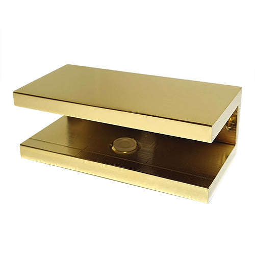 Perth Series Frameless Shower Screen Wall Bracket - No Drill Square Clamp for 10mm Glass in Polished Brass | Bathroom Hardware for Modern Showers
