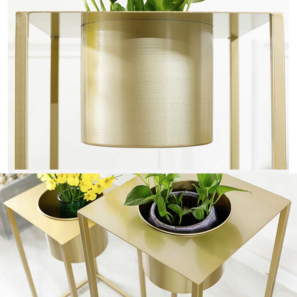 Metal Iron Flower Pot Holder - 55CM Floor Standing Plant Stand for Living Room, Balcony, Garden | Gold Art Shelf for Home Decor & Gardening Tools Storage