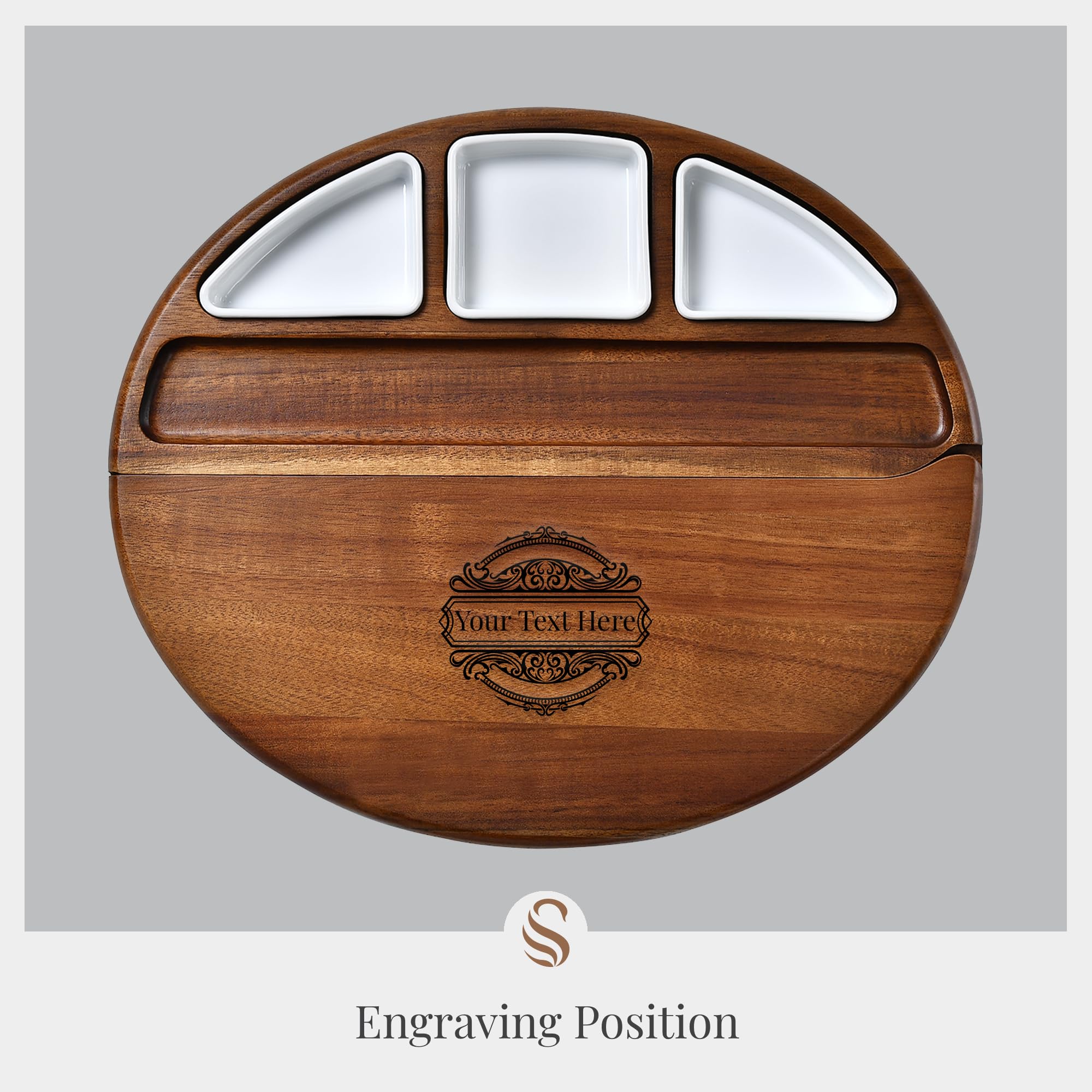 Premium Acacia Wood Cheese Board Set - Large Charcuterie Cutting Board with Engraving - Perfect for Entertaining, Christmas Gifts, Weddings & Parties - Housewarming, Birthday & Anniversary Present - Great for Wine & Cheese Nights, Charcuterie Platters, Holiday Gatherings