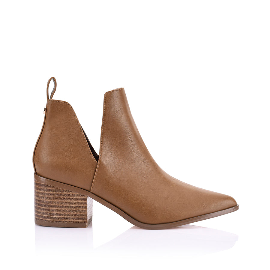 Fierce Cut Out Ankle Boots for Women - Soft Tan Leather - Stylish & Comfortable Shoes for Casual Outings, Parties & Night Out