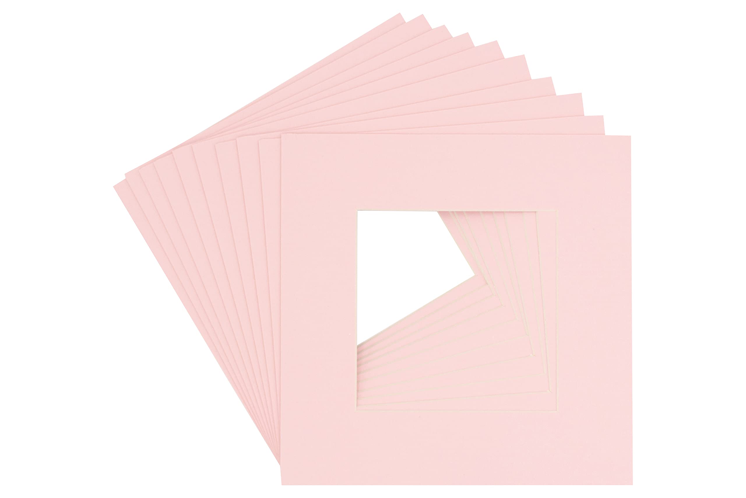 16x16 Inch Precut Soft Pink Acid-Free Matboard for 8x8 Photos - Bevel Cut Picture Mat for 16x16 Frames - Pack of 25 with Backing Boards & Clear Bags - Perfect for Scrapbooking, Framing Art, and Photo Displays