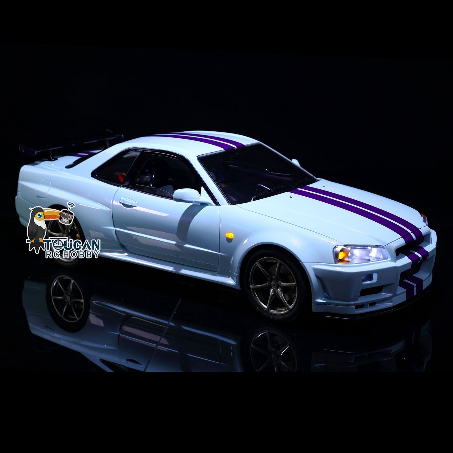 1/8 Scale R34 RC Racing Car 4WD High Speed Remote Control Drift Car with Metal Chassis, Smoke & Sound Effects - Ready to Run (RTR) - Perfect for Off-Road Racing, Drifting & Backyard Fun