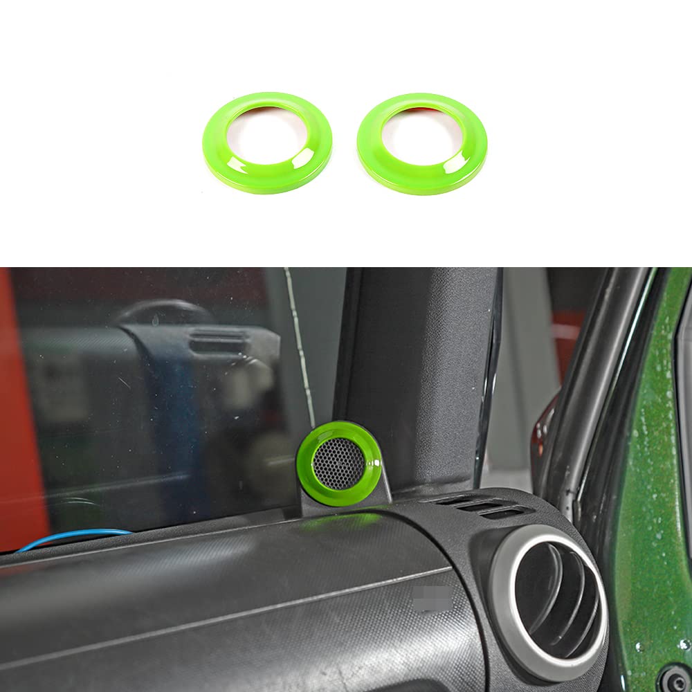 Jeep Wrangler JK 2007-2014 A-Pillar Speaker Cover Rings - Light Green Interior Accessories & Trim Decor | Perfect for Off-Road Upgrades & Custom Car Styling