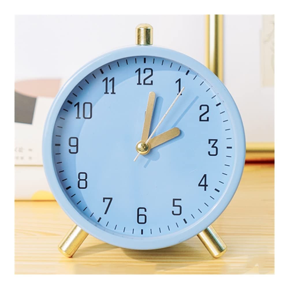 ZQDMYT Heavy Sleeper Alarm Clock with Night Light - Silent Non-Ticking Analog Desk Clock for Kids & Adults, Battery Operated, 4.3 Inch (Blue) - Perfect for Bedrooms, Offices, and Dorm Rooms