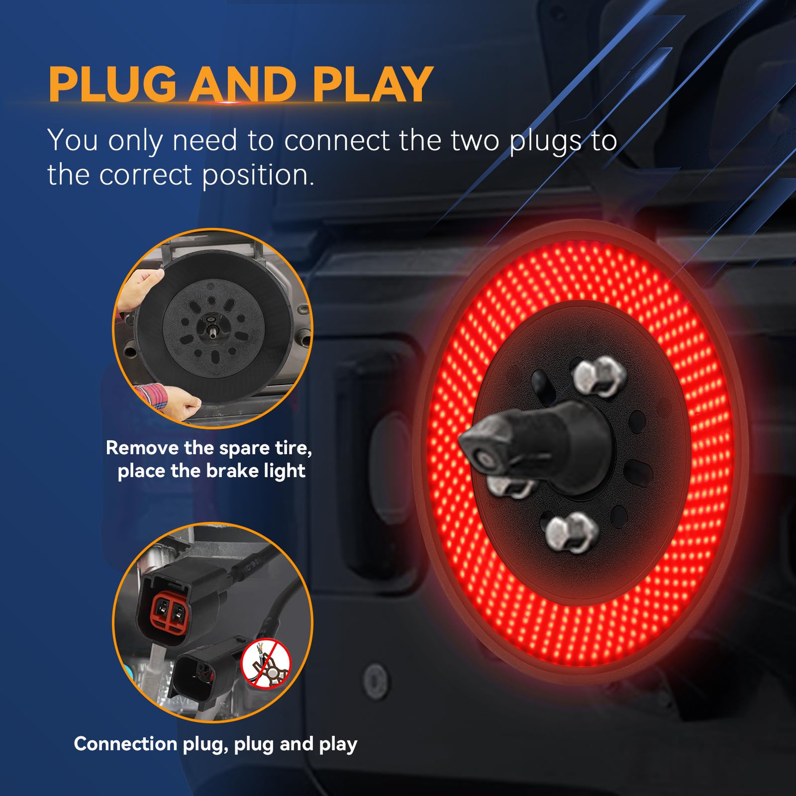 6 Ring 405PCS LED Spare Tire Brake Light for 2007-2018 Jeep Wrangler JK JKU YJ TJ - Plug-N-Play 3rd Brake Light, Red Rear Tail Light Accessories - Perfect for Off-Roading & Night Driving Safety