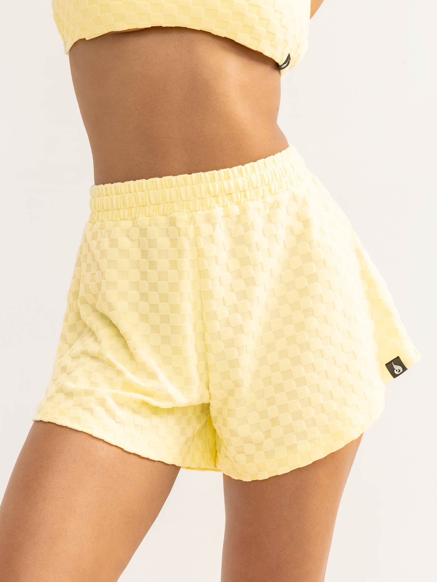 Terry Towelling Shorts for Women - Soft & Comfortable Cotton Shorts - Lemon Yellow - Perfect for Yoga, Lounge, and Summer Outfits
