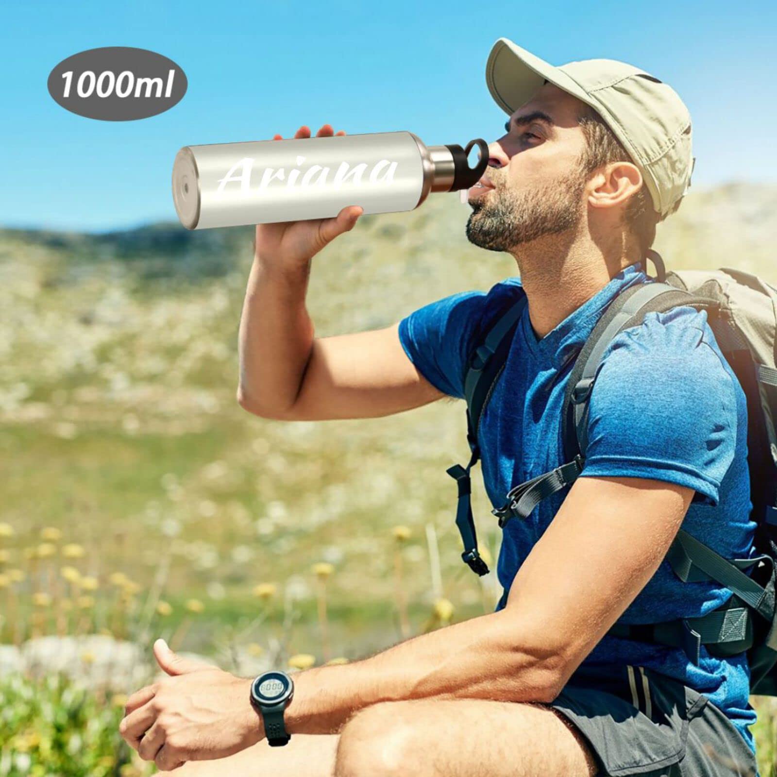 Custom Beige 20oz Stainless Steel Water Bottle with Straw Lid - Insulated Sports Water Bottle for Gym, Travel & Outdoor Activities - Personalized Gift for Fitness Enthusiasts